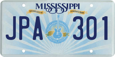 MS license plate JPA301