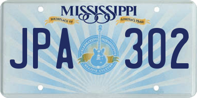 MS license plate JPA302