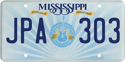 MS license plate JPA303