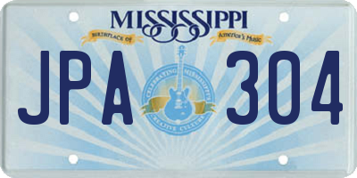MS license plate JPA304