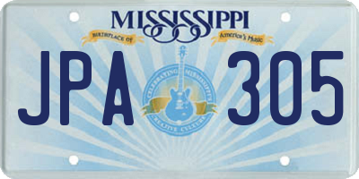MS license plate JPA305