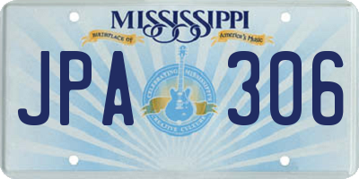 MS license plate JPA306