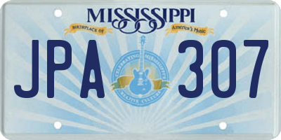 MS license plate JPA307