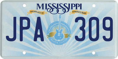 MS license plate JPA309