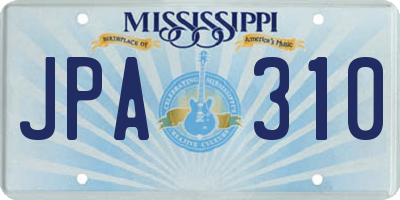 MS license plate JPA310