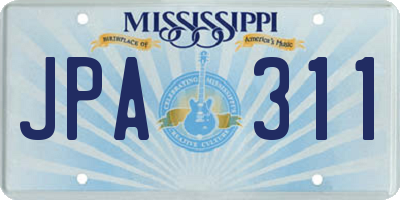 MS license plate JPA311