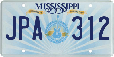 MS license plate JPA312