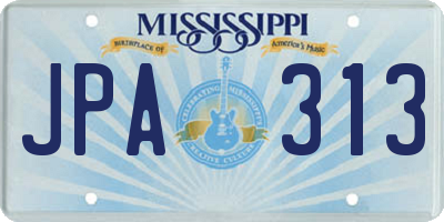 MS license plate JPA313