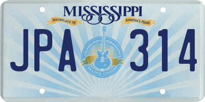 MS license plate JPA314