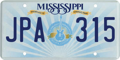 MS license plate JPA315