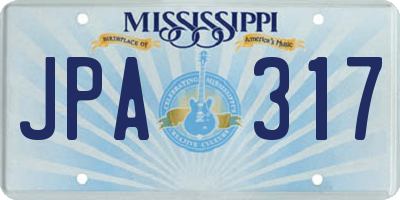 MS license plate JPA317