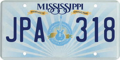 MS license plate JPA318
