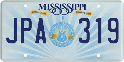 MS license plate JPA319