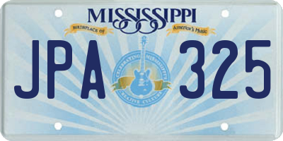 MS license plate JPA325