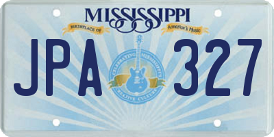 MS license plate JPA327