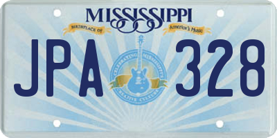 MS license plate JPA328