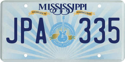 MS license plate JPA335