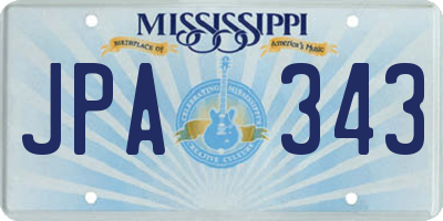 MS license plate JPA343