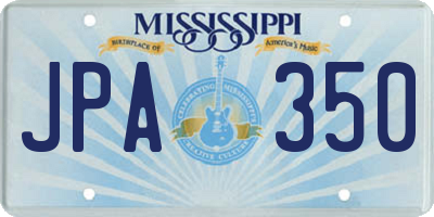 MS license plate JPA350