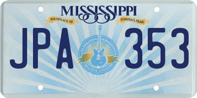 MS license plate JPA353
