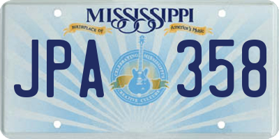 MS license plate JPA358
