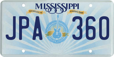 MS license plate JPA360