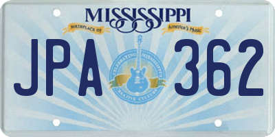 MS license plate JPA362