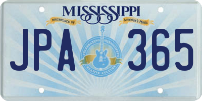 MS license plate JPA365