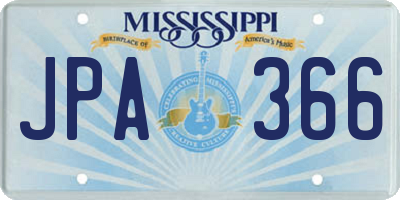 MS license plate JPA366