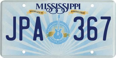 MS license plate JPA367