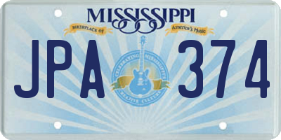 MS license plate JPA374