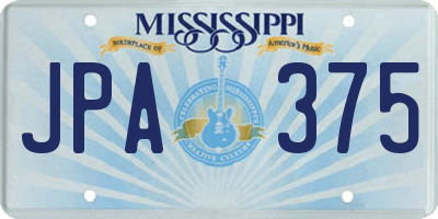 MS license plate JPA375