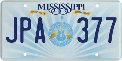 MS license plate JPA377