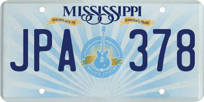 MS license plate JPA378