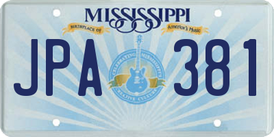 MS license plate JPA381