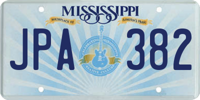 MS license plate JPA382