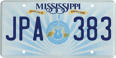MS license plate JPA383