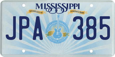 MS license plate JPA385