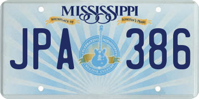 MS license plate JPA386