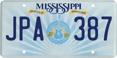 MS license plate JPA387
