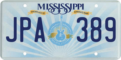 MS license plate JPA389