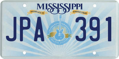 MS license plate JPA391