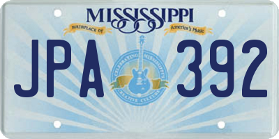 MS license plate JPA392