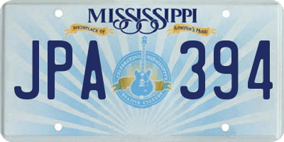 MS license plate JPA394