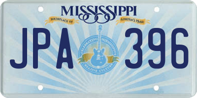 MS license plate JPA396