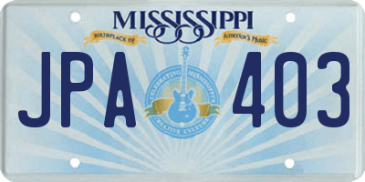 MS license plate JPA403