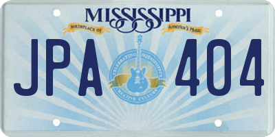 MS license plate JPA404