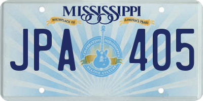 MS license plate JPA405