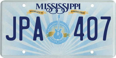 MS license plate JPA407
