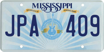 MS license plate JPA409